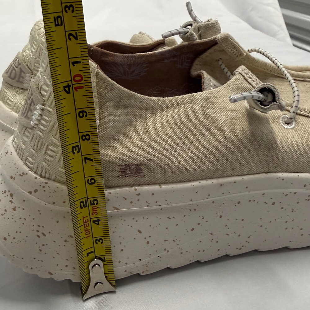 Hey Dude Wendy Peak Chambray Cream Platform Slip On Shoes Womens 9 Casual Light - Picture 4 of 8